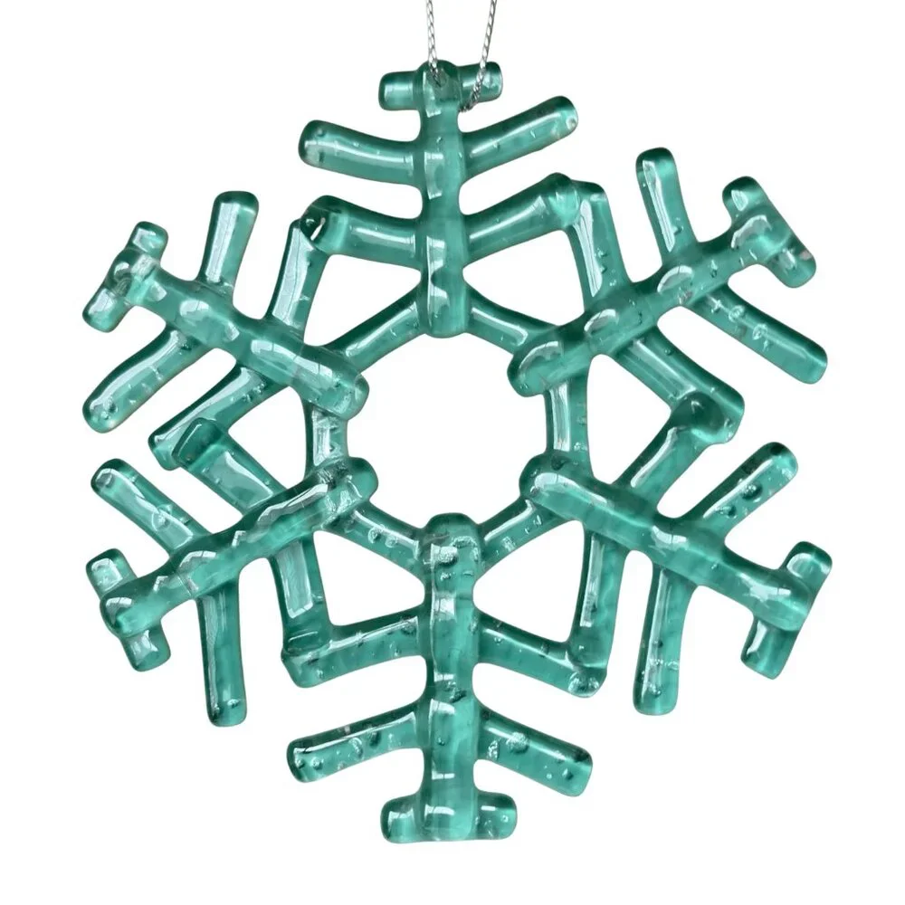 ❄ Restoration Hardware Glass Snowflake Christmas Ornaments - Set of 2